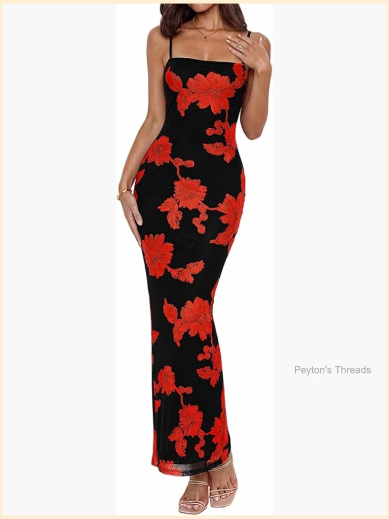 Spaghetti Strap Sleeveless Bodycon Maxi Dress With Back Slit